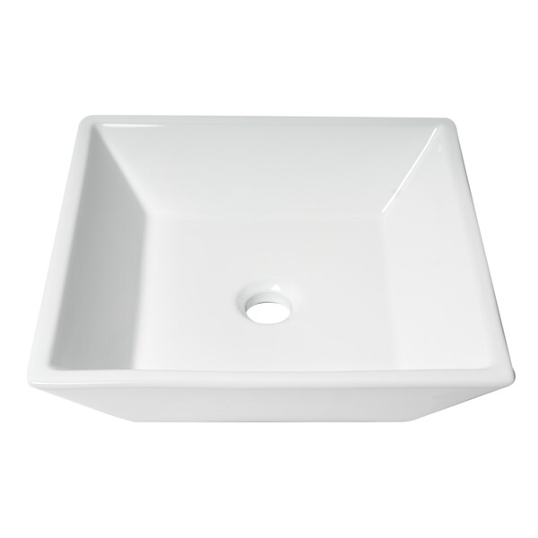 ALFI Brand ABC912 White 17 Square Above Mount Ceramic Sink